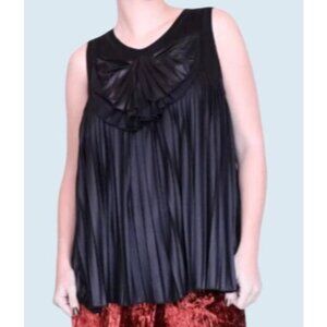 SEE BY CHLOE Black Pleated Sleeveless Bow Detail Top Size 8